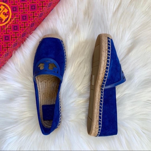 Tory Burch Jelly Blue Suede Sidney Espadrille Flat - Picture 3 of 8